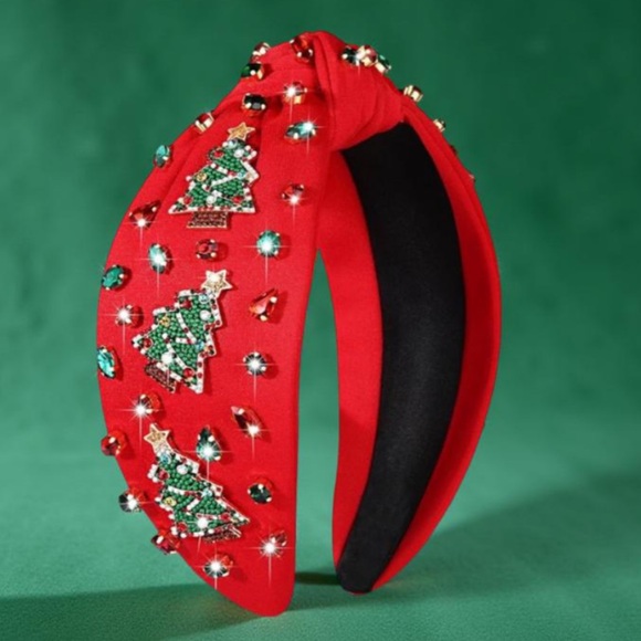Christmas Headbands Festive Red Headband with Christmas Tree Embellishme… - Picture 16 of 16